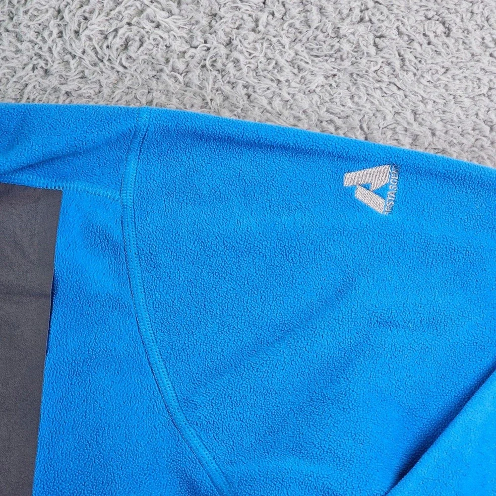 Eddie Bauer First Ascent Pullover Mens LT Blue Fleece 1/4 Zip Pocket Hiking